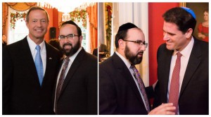 Rabbi Ariel Sadwin with Governor Martin O'Malley (left) and Israeli Ambassador Ron Dermer (right)