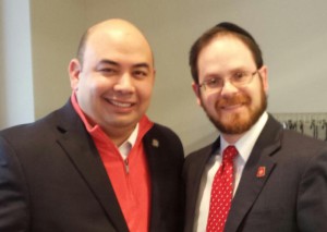 Rabbi Motzen congratulating new Speaker of the Ohio House of Representatives Cliff Rosenberger. 