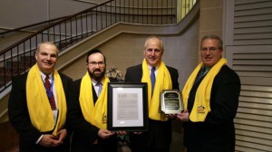 Dr. Merle Skinner, PACAPE chairman; Rabbi Ariel Sadwin;  Sen. Dominic Pileggi; Sean McALeer, PA Catholic Conference 