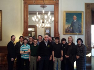 Students and leadership of Hasten Hebrew Academy with Governor Mike Pence
