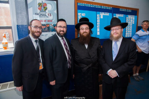 (L-R) Rabbi Chesky Tenenbaum, Rabbi Sadwin, Rabbi Yissochor Dov Eichenstein, Rabbi Jonthan Seidemann