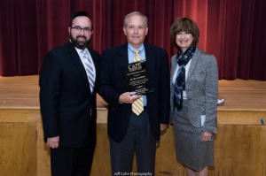 L-R - Rabbi Sadwin, Mr. Ron Goldblatt (recipient of 2015 Civic Achievement award), Mrs. Zipora Schorr, Director of Education at Beth Tfiloh School