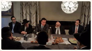 Senate Majority Leader John Flanagan meeting with Jewish community leaders at the home of Joel Edelstein, member of Agudath Israel's board of trustees.