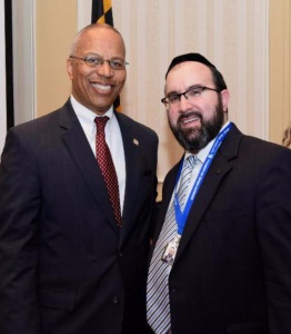 Maryland Lt. Governor Boyd Rutherford and Agudath Israel's Mid-Atlantic regional director Rabbi Ariel Sadwin at the Jewish Advocacy event.