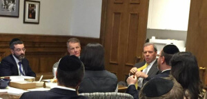 L- R Rabbi Shlomo Soroka, Agudath Israel Of Illinois' director of government affairs; Speaker Michael Madigan; Senate President John Cullerton; Rabbi Yehiel M. Kalish, CEO S4 Group