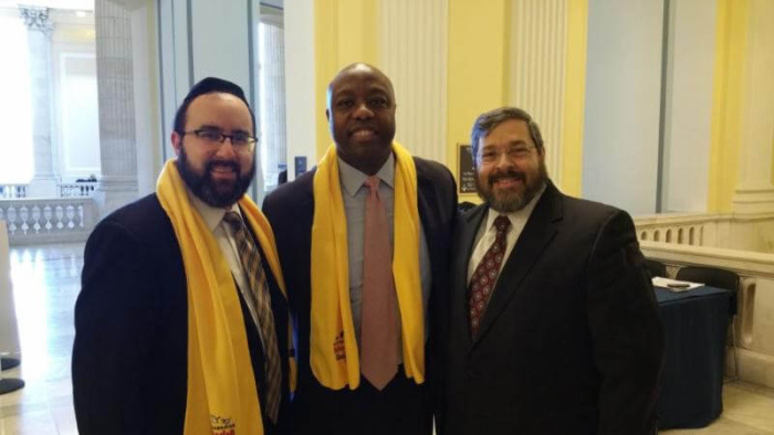 Rabbi Ariel Sadwin, Senator Tim Scott (R-S.C.), and Rabbi Abba Cohen at a previous National School Choice Week in Washington, DC.