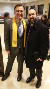Rabbi Ariel Sadwin with Congressman Luke Messer who emceed the rall