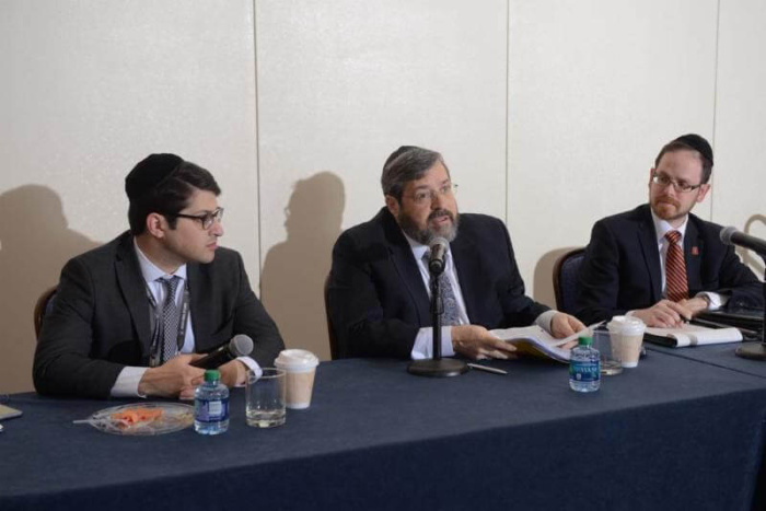 Rabbis Yitz Frank, Abba Cohen and A. D. Motzen at the political advocacy breakfast 