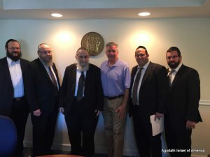 Avi Schnall and school leaders from Lakewood NJ, meeting with Assemblyman Dave Rible, member of the Assembly education committee.