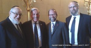 Assemblyman David Weprin with Members of Agudath Israel's Government Affairs Team(L-R): Rabbi Shmuel Lefkowitz, Vice President for Community Affairs; Assemblyman Weprin; Leon Goldenberg, Member, Agudah's Board of Trustees; Rabbi Yeruchim Silber, Director, NY Government Relations